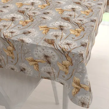 ubrus Bavlněný obdélníkový ubrus Sandra SA-517 Podzimní pampelišky na šedém 60x100 cm