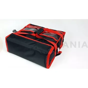 Termobox Taška na pizzu 2 x 50 cm z nylonu, uzavírání na magnet, černý s červeným lemováním | FURMIS, T2XL