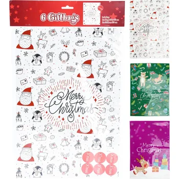 Dárková taška Mat Sáček dárkový 43x29cm (6ks), samolepky pr.3cm (6ks) dekor č.2, mix