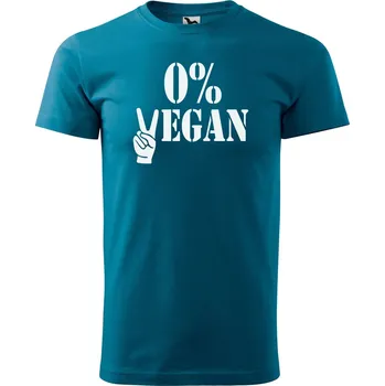 Pánské oblečení DOBRÝ TRIKO Pánské tričko s potiskem 0% VEGAN Velikost: 4XL, Barva: Petrolejová