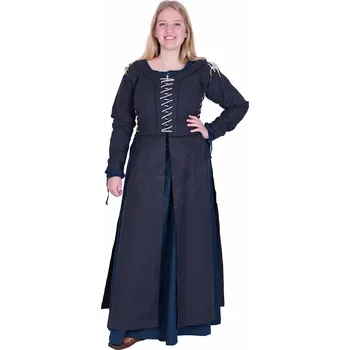 Karnevalový kostým Battle Merchant Středověké šaty Marit šněrované tkanicemi, tmavě modré