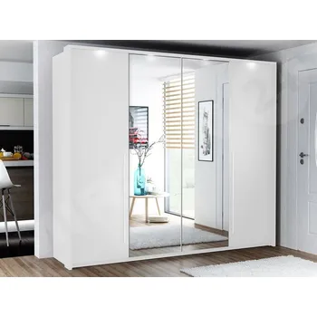 Ložnice Skříň Posero 255, Barva: bílá / zrcadlo MIRJAN 5902928192070