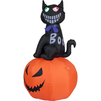 Party dekorace Halloween nafukovací kočka s dýní, 183 cm