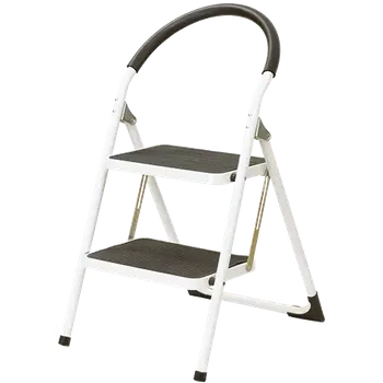 Schůdek STEP 42, kovové skládací schůdky s madlem, jednostranné, bílé