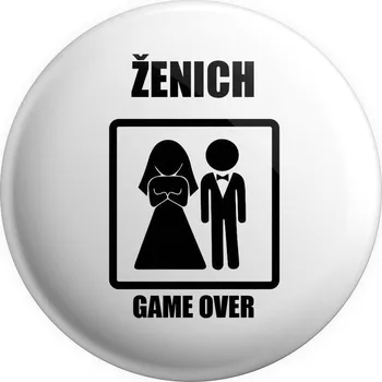 Placka GAME OVER - ženich, (Bílá)