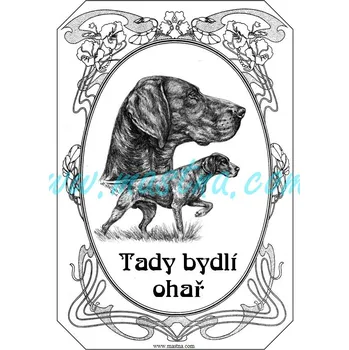 Cedulka ohař německý krátkosrstý, secesní - Bez samolepicí vrstvy