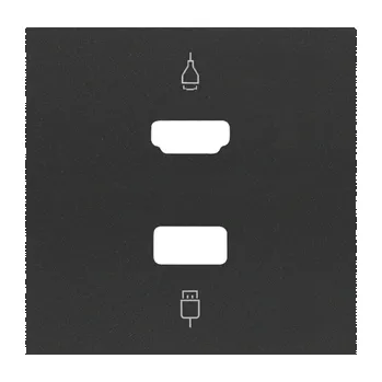 Elektrická zásuvka Simon 100 10001095-238 Kryt zásuvky HDMI + USB černá matná