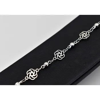 Náramek Dámský stříbrný náramek z chirurgické oceli – Kytička Ktara Délka: 19 cm