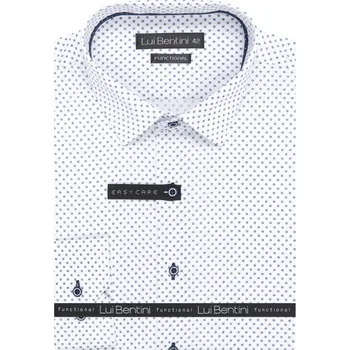 Pánská košile Košile AMJ - kolekce Lui Bentini "Funkční" - Comfort Fit - bílá s modrým vzorem velikost: 44, délka rukávu: dlouhý rukáv