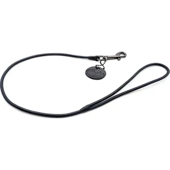 Vodítko pro psa Morko Výstavní vodítko s poutkem, kulatá černá kůže 5 mm, karabina šedá cm: 60 cm