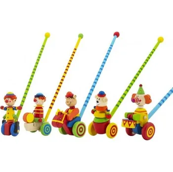 Majjam Strkadlo klaun tlačící 60cm dřevo s tyčkou, 12m+ - MIX