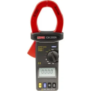 Multimetr Klešťový měřicí přístroj 2100A ac 600V ac 600V dc 2500A dc 40MΩ, CAT III 600 V, typ displeje: LCD RS PRO ICM2000N