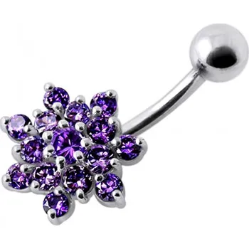 Piercing Šperky4U Stříbrný piercing do pupíku - kytička - BP01032-A