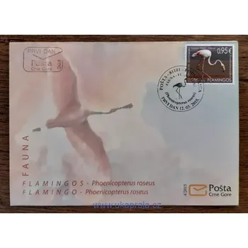 Poštovní známka Černá Hora FDC 369 Plameňák růžový, r. 2015