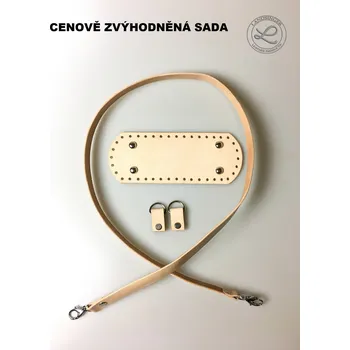 Kabelka Kožená sada na výrobu kabelky ( dno, popruh, poutka ) - přírodní barva (CENOVĚ ZVÝHODNĚNÁ KOŽENÁ SADA / Leather handbag making set (base, strap, tabs) – natural leather colour.)