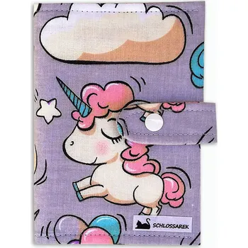 Obal na očkovací průkaz - Jednorožec na šedé