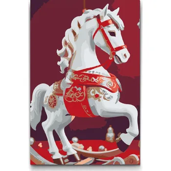 Malování podle čísel - Houpací kůň Velikost: 20x30cm, Rámování: Pouze srolované plátno