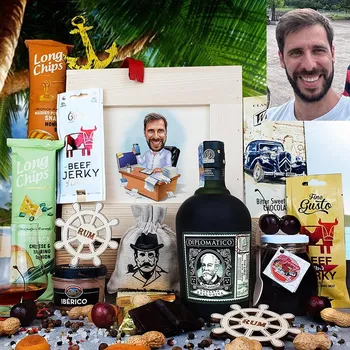 Dárkový potravinový koš Originální dárkové balení s rumem Diplomatico