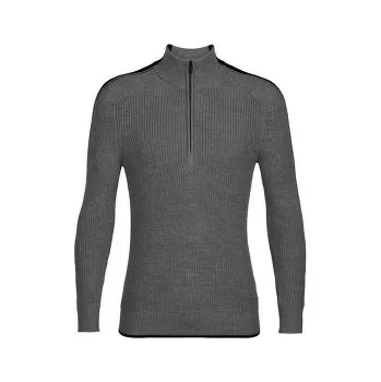 Pánský svetr Icebreaker Lodge LS Half Zip Sweater Men Gritstone HTHR/Black šedá XL