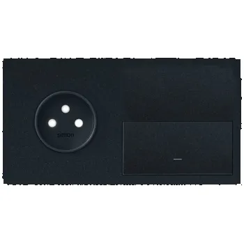Elektrická zásuvka Simon 100 10020221-238 Sestava 2 násobná: 1 zásuvka + 1 kryt černá matná