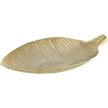 Úložný box Zlatá kovová dekorativní miska J-line Leaf 46 x 29 cm