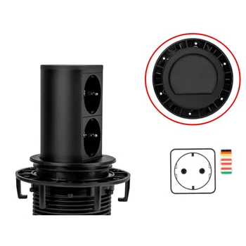 Elektrická zásuvka Bachmann Výsuvná elektrická zásuvka ELEVATOR 2x230V SCHUKO / Černá matná