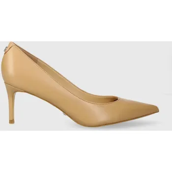 Dámské lodičky Kožené lodičky Guess BRAVO4 béžová barva, FLPBV4 LEA08 FLPBV4.LEA08.SAND 80X, EUR 40