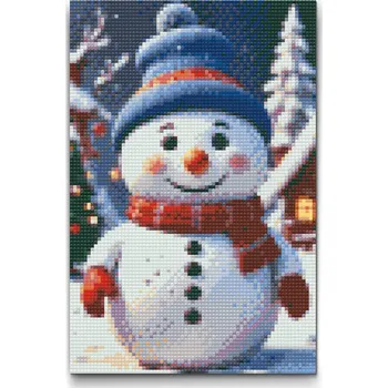 Diamantové malování Vymalujsisam Sněhulák pro děti 20x30cm Pouze srolované plátno