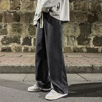 Pánské džíny Best Fashion volné džíny Korean baggy Wide-leg Šedá XL