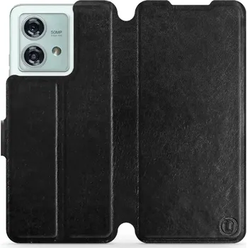 Pouzdro na mobilní telefon Flipové pouzdro Mobiwear - Motorola Edge 40 Neo - Černé a šedé (Knížkové flip pouzdro, obal, kryt na mobil Motorola Edge 40 Neo - Černé a šedé, materiál Umělá kůže + TPU - ochrana 360°, stojánek, silikonová vanička, magnetické zavírání)