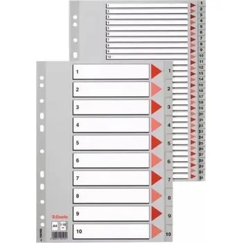 Plastové rozřazovače Esselte PP A4 číselné 1-1