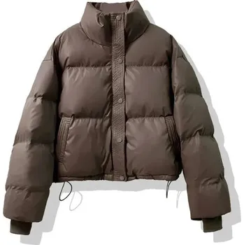 Dámská parka Krátká zimní bunda na zip Barva: Kávová, Velikost: L