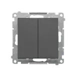 Simon 55 TW7/2L2.01/X/116 Přepínač křížový 2 násobný (přístroj s krytem), bez piktogramu, s orientačním LED podsvětlením, řazení 7So+7So, 10 A / 250 V~, bezšroubové svorky grafitová matná