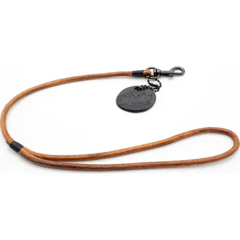 Vodítko pro psa Morko Výstavní vodítko s poutkem, kulatá hnědá kůže 5 mm, karabina šedá cm: 40 cm