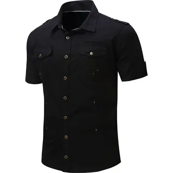 Pánská košile Pánská košile cargo safari s dekorativními knoflíky Barva: Černá, Velikost: 3XL