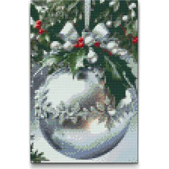 Diamantové malování Diamantové malování - Stříbrná vánoční ozdoba Velikost: 20x30cm, Rámování: Pouze srolované plátno, Diamanty: Čtvercové