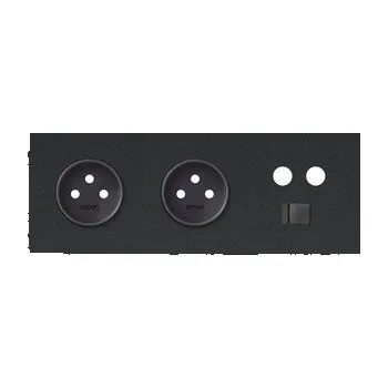 Elektrická zásuvka Simon 100 10020316-238 Sestava 3 násobná: 2 zásuvky + 1 TV + 1 RJ45 černá matná
