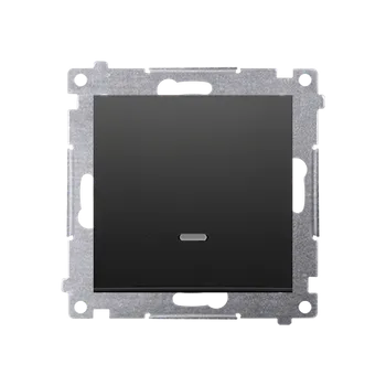 vypínač Simon 54 DW7L.01/X/49 Přepínač křížový (přístroj s krytem), s orientačním LED podsvětlením, bez piktogramu, řazení 7So černá matná metalizovaná