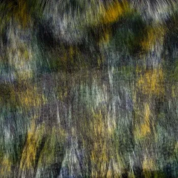 Umělá kožešina, modro-žlutý melír, š.160