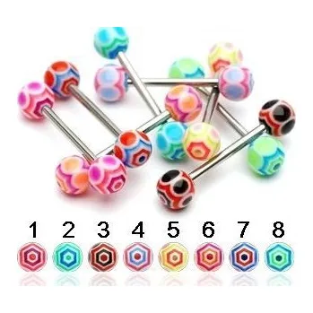 Piercing Piercing činka chirurgická ocel s UV kuličkami HWBW3