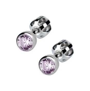 Náušnice Stříbrné náušnice se světle fialové kamínky 4 mm