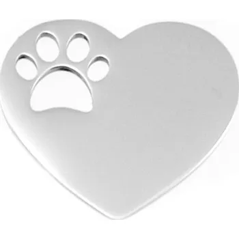 Přívěsek Ocelový přívěsek srdce s psí tlapkou