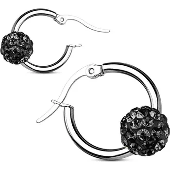 Náušnice Ocelové náušnice kroužky, černé kamínky