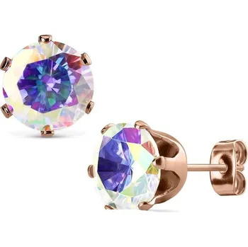 Náušnice Zlacené ocelové náušnice - duhové zirkony