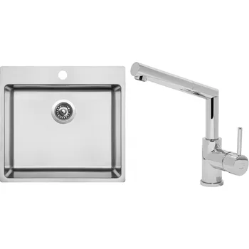 Nerezový dřez Set Sinks (dřez Blocker 550 V 1 mm, kartáčovaný + baterie Mix 350 P Chrom - lesklý) BLR5501VMI350PC