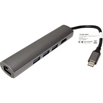 Datové redukce Value Multiport adaptér USB C(M) -> HDMI A(F), 3x USB3.0 A(F), 1Gb LAN - 12.99.1043