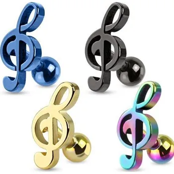 Piercing Piercing tragus chirurgická ocel houslový klíč HWJA1019