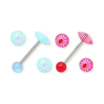 Piercing Piercing činka chirurgická ocel s UV kuličkami PP060