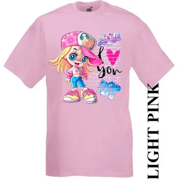 levne-detske-tricko-potisk-miluji-barbie-graffiti Barva: Pink - růžová, velikost: 98