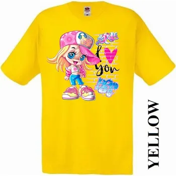 Dívčí tričko levne-detske-tricko-potisk-miluji-barbie-graffiti Barva: Yellow - žlutá, velikost: 104